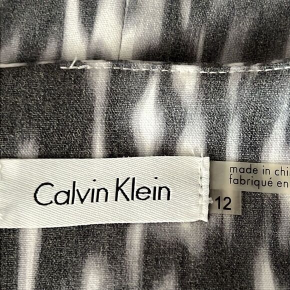 Calvin Klein Grey/White Cap Sleeve Empire Waist Shift Dress Size 12 NWT - Picture 15 of 16